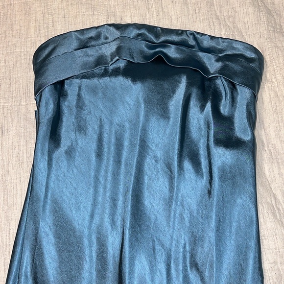 blue maxi strapless and low back satin dress. size medium. - Picture 6 of 8